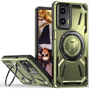 Ysnzaq Magnetic Case for Moto G Stylus (2024), [Support Wireless Charging] Military Grade Heavy Duty Shockproof Cover with Kickstand for Moto G Stylus (2024) HJJ Black