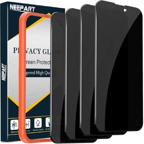 4 Pack Privacy Screen Protector for iPhone 15 Pro Max[6.7 inch], Sensor Protection, Dynamic Island Compatible, 9H Anti Spy Private Tempered Glass Film, Anti-Scratch, Case Friendly, Easy