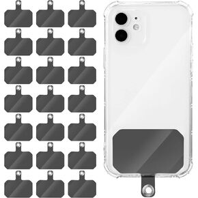 24 Pcs Phone Lanyard Tab Universal Phone Tether Patches TPU Replacement Patches Compatible Phone Case Lanyard Cell Phones Case Safety Lanyard Non Adhesive (Black)