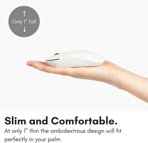 Macally Wireless Bluetooth Mouse for Mac, MacBook Pro/Air, iPad, and PC - Quiet Click and Comfortable Wireless Mouse - Compatible Wireless Apple Mouse - White Laptop Mouse Bluetooth in Saudi Arabia