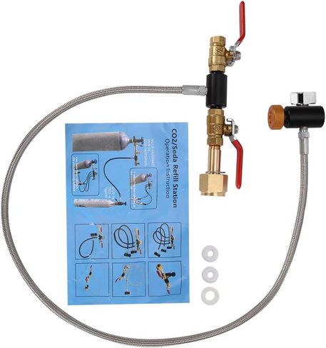 Diyeeni G1/2 CO2 Cylinder Refill Adapter with Hose for Filling 36" Without Gauge,2 Turn on/Off valves, to use in Saudi Arabia
