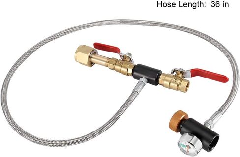 Diyeeni G1/2 CO2 Cylinder Refill Adapter with Hose for Filling 36" Without Gauge,2 Turn on/Off valves, to use in Saudi Arabia