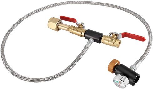 Diyeeni G1/2 CO2 Cylinder Refill Adapter with Hose for Filling 36" Without Gauge,2 Turn on/Off valves, to use in Saudi Arabia
