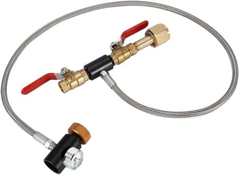 Diyeeni G1/2 CO2 Cylinder Refill Adapter with Hose for Filling 36" Without Gauge,2 Turn on/Off valves, to use in Saudi Arabia