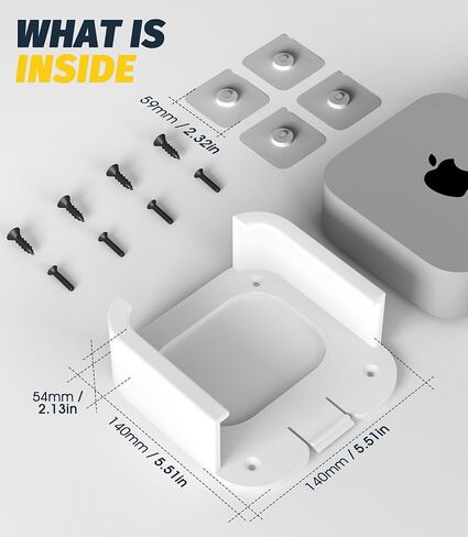 حامل Orzero Under Desk متوافق مع 2024 Mac Mini M4/M4 Pro، حامل شاشة VESA حامل حائط، تصميم تبديد الحرارة، دعامة تخزين موفرة للمساحة - أبيض in Kuwait