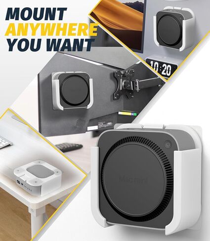 حامل Orzero Under Desk متوافق مع 2024 Mac Mini M4/M4 Pro، حامل شاشة VESA حامل حائط، تصميم تبديد الحرارة، دعامة تخزين موفرة للمساحة - أبيض in Kuwait