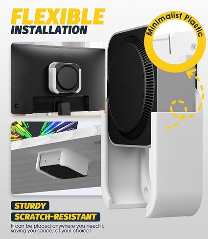 حامل Orzero Under Desk متوافق مع 2024 Mac Mini M4/M4 Pro، حامل شاشة VESA حامل حائط، تصميم تبديد الحرارة، دعامة تخزين موفرة للمساحة - أبيض in Kuwait
