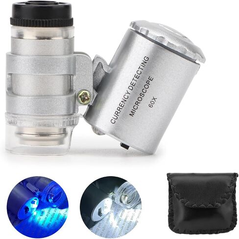 Rongon Clip-On Type Loupe 60X Zoom Microscopes Jewellers Magnifier Universal Micro Lens Jewelry عدسة مكبرة مع أضواء LED / UV للهاتف المحمول iPhone Samsung المزيد من الهواتف الذكية in Saudi Arabia