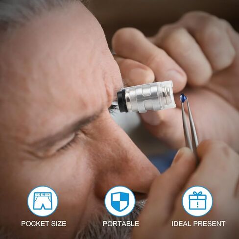 Rongon Clip-On Type Loupe 60X Zoom Microscopes Jewellers Magnifier Universal Micro Lens Jewelry عدسة مكبرة مع أضواء LED / UV للهاتف المحمول iPhone Samsung المزيد من الهواتف الذكية in Saudi Arabia