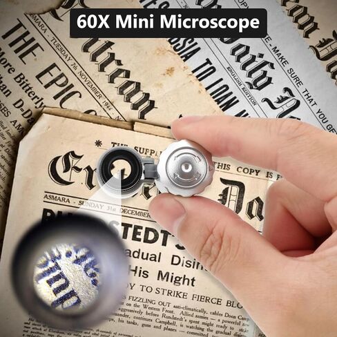 Rongon Clip-On Type Loupe 60X Zoom Microscopes Jewellers Magnifier Universal Micro Lens Jewelry عدسة مكبرة مع أضواء LED / UV للهاتف المحمول iPhone Samsung المزيد من الهواتف الذكية in Saudi Arabia