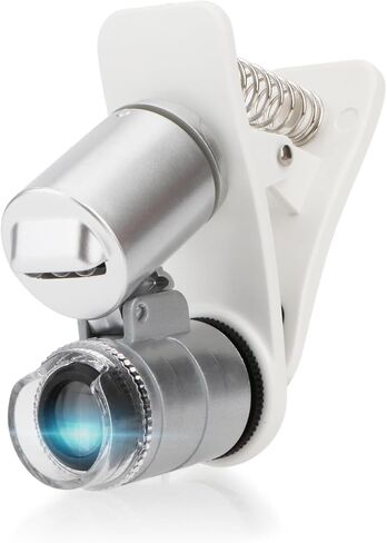 Rongon Clip-On Type Loupe 60X Zoom Microscopes Jewellers Magnifier Universal Micro Lens Jewelry عدسة مكبرة مع أضواء LED / UV للهاتف المحمول iPhone Samsung المزيد من الهواتف الذكية in Saudi Arabia