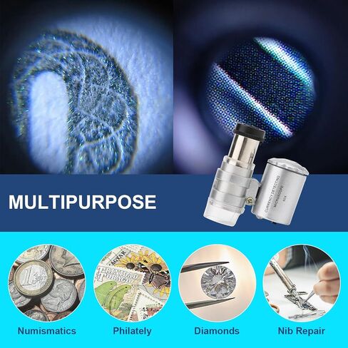 Rongon Clip-On Type Loupe 60X Zoom Microscopes Jewellers Magnifier Universal Micro Lens Jewelry عدسة مكبرة مع أضواء LED / UV للهاتف المحمول iPhone Samsung المزيد من الهواتف الذكية in Saudi Arabia