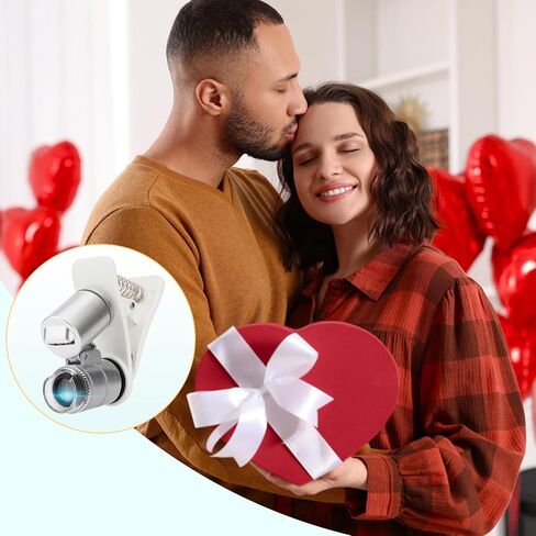 Rongon Clip-On Type Loupe 60X Zoom Microscopes Jewellers Magnifier Universal Micro Lens Jewelry عدسة مكبرة مع أضواء LED / UV للهاتف المحمول iPhone Samsung المزيد من الهواتف الذكية in Saudi Arabia
