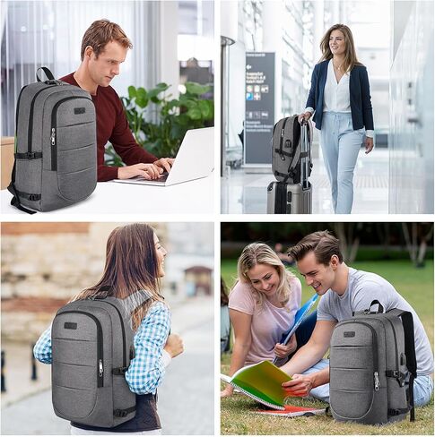 AMBOR Travel Laptop Backpack for Ｍen, 15.6-17.3 inch Laptop Backpack for School, Anti Theft Business Work Backpack with USB Charging Port, Water Resistant College Computer Bag for Men & Women, Black in Saudi Arabia