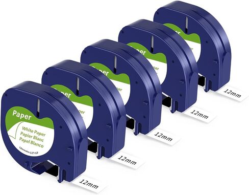 Replace for Dymo Letratag Refills 91330 White Paper Label Maker Tape Refill Compatible with Dymo Letratag Label Maker Tape,12 mm x 4m 1/2" x 13' for Letra tag LT100H LT100T 200B QX50 Plus, 5-Pack in Kuwait