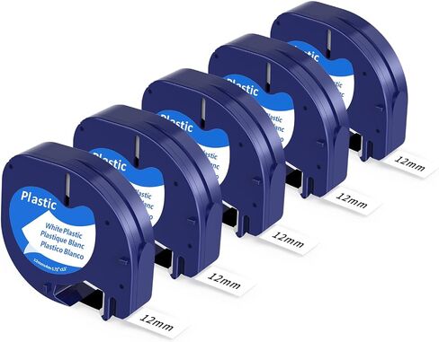 Replace for Dymo Letratag Refills 91330 White Paper Label Maker Tape Refill Compatible with Dymo Letratag Label Maker Tape,12 mm x 4m 1/2" x 13' for Letra tag LT100H LT100T 200B QX50 Plus, 5-Pack in Kuwait