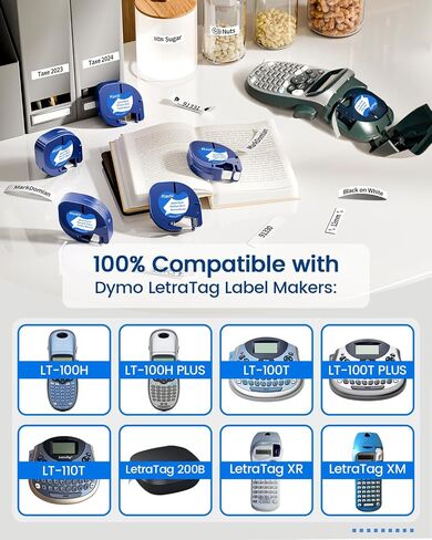 Replace for Dymo Letratag Refills 91330 White Paper Label Maker Tape Refill Compatible with Dymo Letratag Label Maker Tape,12 mm x 4m 1/2" x 13' for Letra tag LT100H LT100T 200B QX50 Plus, 5-Pack in Kuwait