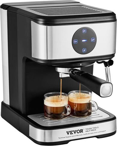 VEVOR Espresso Machine, 15 Bar Coffee and Espresso Maker with Milk Frother Steam Wand, Professional Semi-Automatic Cappuccino Latte Machine with Touch Screen & Removable Water Tank, NTC Control System in Saudi Arabia