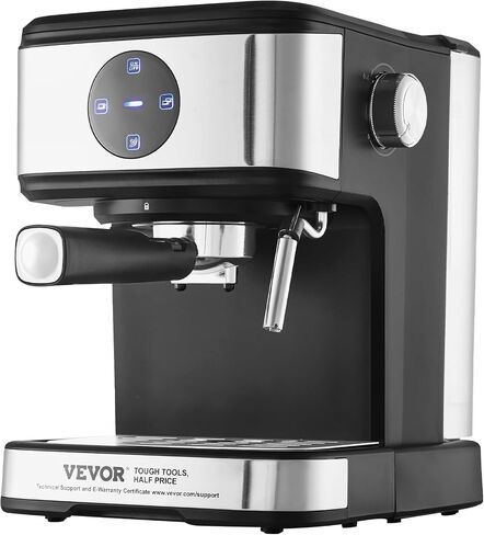VEVOR Espresso Machine, 15 Bar Coffee and Espresso Maker with Milk Frother Steam Wand, Professional Semi-Automatic Cappuccino Latte Machine with Touch Screen & Removable Water Tank, NTC Control System in Saudi Arabia