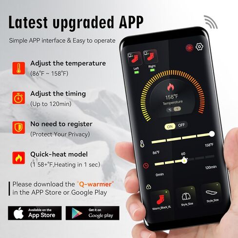 Heated Socks for Men Women 7.4V 22.2WH Battery Upgraded with APP Remote Control for Hunting Fishing Camping Hiking Outdoor Work(red,M) in Kuwait