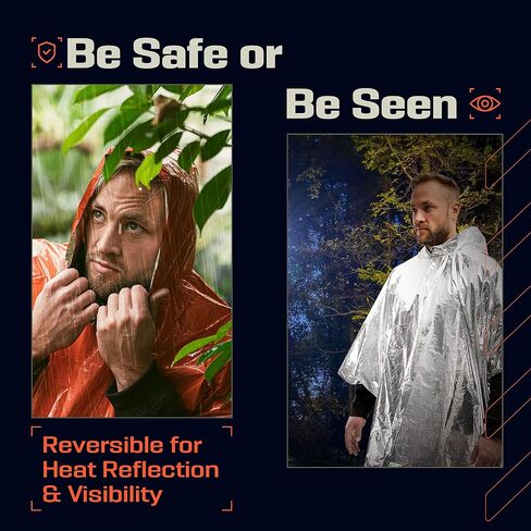 PREPARED4X Emergency Poncho with Mylar Blanket Liner – Heavy Duty, Waterproof, Wind-Resistant Green Rain Poncho for Outdoors, Camping, and Car Emergency Kits - Thermal Poncho in Saudi Arabia
