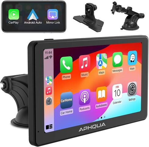 2024 Newest Wireless Portable Carplay and Android Auto,Carplay Screen for Car with Mirror Link/Bluetooth 5.0/AUX/FM,7‘’Carplay Box with Detachable Sunshade for All Vehicles in Saudi Arabia