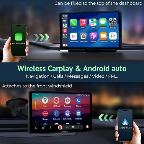 2024 Newest Wireless Portable Carplay and Android Auto,Carplay Screen for Car with Mirror Link/Bluetooth 5.0/AUX/FM,7‘’Carplay Box with Detachable Sunshade for All Vehicles in Saudi Arabia