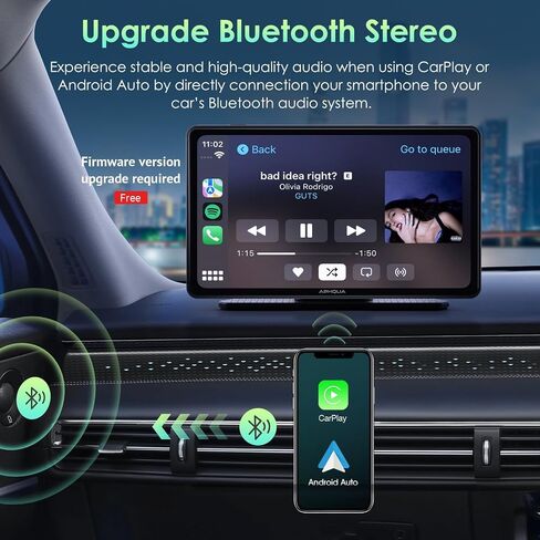 2024 Newest Wireless Portable Carplay and Android Auto,Carplay Screen for Car with Mirror Link/Bluetooth 5.0/AUX/FM,7‘’Carplay Box with Detachable Sunshade for All Vehicles in Saudi Arabia
