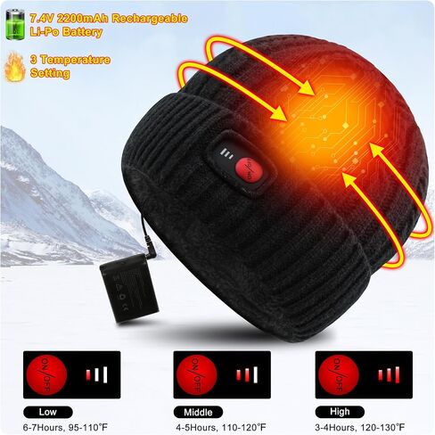 SVPRO Battery Heated Hat Rechargeable Electric Beanie Hat Men Women Skull Cap in Kuwait
