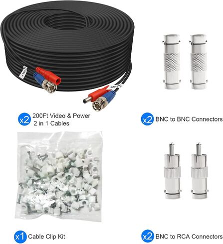BNC Cable 150ft 2 Pack, BNC Video Power Cable for CCTV Camera DVR Security Systems, Black in Kuwait