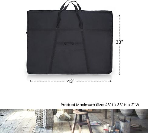 JJRING Dacron Art Portfolio Tote Bag 22'' x 28.5'' For 20'' x 26'' Black | Light Weight Carrying Storage Case Suitable Poster, Sketching, And Drawing in Kuwait