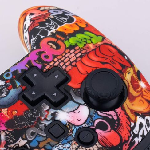 YoRHa Studded Silicone Transfer Print Cover Skin Case ONLY for Nitendo Official Switch Pro Controller x 1(Skull Graffiti) with Pro Thumb Grips x 8 in Saudi Arabia
