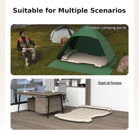 مرتبة هوائية EVEME متوافقة مع سطح تيسلا موديل Y مع مضخة هواء كهربائية ومسند للرأس ووسادة نوم للتخييم في الهواء الطلق والسفر موديل Y وإكسسوارات 2023 2022 2021 2020، أبيض كريمي in Kuwait