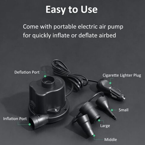 مرتبة هوائية EVEME متوافقة مع سطح تيسلا موديل Y مع مضخة هواء كهربائية ومسند للرأس ووسادة نوم للتخييم في الهواء الطلق والسفر موديل Y وإكسسوارات 2023 2022 2021 2020، أبيض كريمي in Kuwait