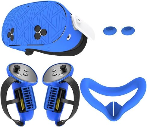 Upgraded Silicone Cover Set for Meta Quest 3S, Protective Soft Quest 3S VR Accessories Including Controllers Grips Cover, Shell Cover and Face Cover, Rocker Covers (Black) in Kuwait