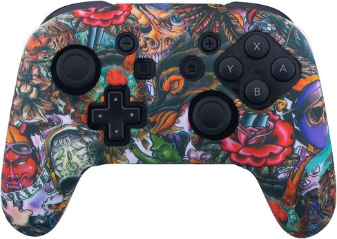 YoRHa Studded Silicone Transfer Print Cover Skin Case ONLY for Nitendo Official Switch Pro Controller x 1(Beasts) with Pro Thumb Grips x 8 in Saudi Arabia