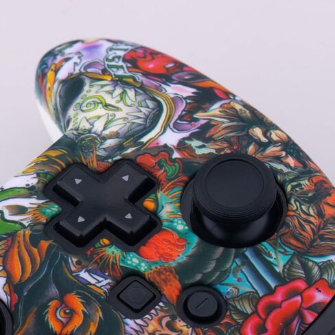 YoRHa Studded Silicone Transfer Print Cover Skin Case ONLY for Nitendo Official Switch Pro Controller x 1(Beasts) with Pro Thumb Grips x 8 in Saudi Arabia