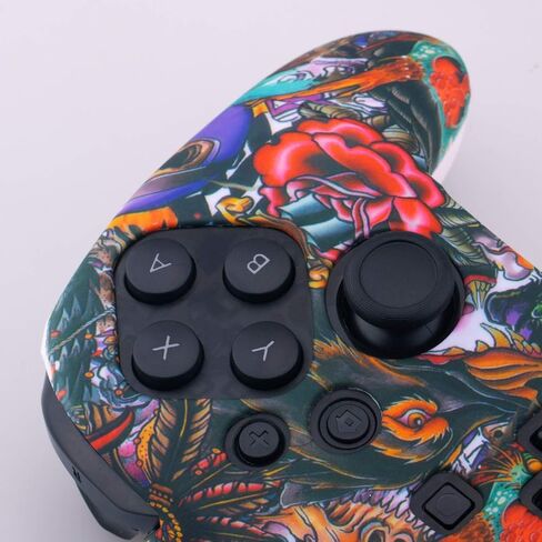 YoRHa Studded Silicone Transfer Print Cover Skin Case ONLY for Nitendo Official Switch Pro Controller x 1(Beasts) with Pro Thumb Grips x 8 in Saudi Arabia