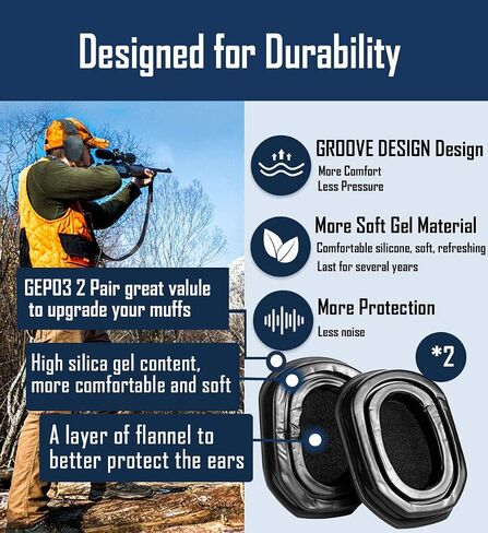 PROHEAR GEP03 Upgraded Gel Ear Pads for Walker's Razor Earmuffs, Comfortable and Soft Replacement Gel Ear Cups with Sealed Bottom Shell in Kuwait