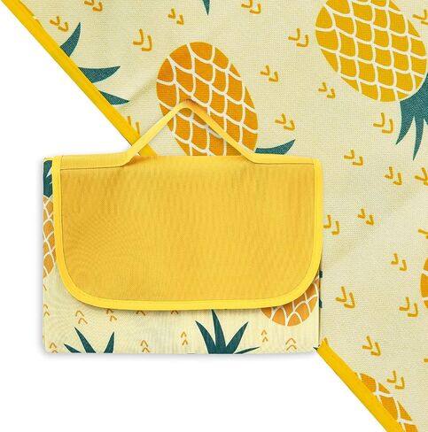 Hi Space Picnic Blankets Extra Large 80''x60'' Picnic Mat Waterproof Foldable Beach Picnic Blanket Washable Park Blanket Outdoor Blanket for Grass Lawn Camping (Yellow Pineapple) in Kuwait