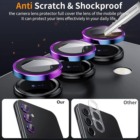 (2 Set for Samsung Galaxy Z Fold6 Camera Lens Protector, Scratch-Resistant HD Clarity Ultra-Thin 9H Tempered Glass with Aluminum Edging, Individual Metal Lens Cover (Color) in Kuwait