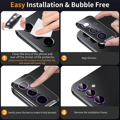 (2 Set for Samsung Galaxy Z Fold6 Camera Lens Protector, Scratch-Resistant HD Clarity Ultra-Thin 9H Tempered Glass with Aluminum Edging, Individual Metal Lens Cover (Color) in Kuwait