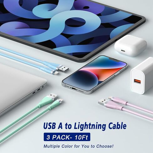 iPhone Charger 3Pack 6FT [Apple MFi Certified] iPhone Charger Cord USB to Lightning Cable 6FT Fast Charging Cord Compatible with iPhone 14 13 12 11 Pro Max XR XS X 8 7 6 Plus SE iPad(Multi-Color) in Saudi Arabia