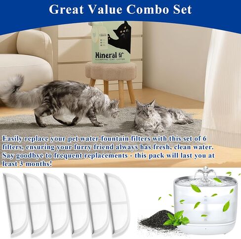 10-pack pet water fountain filter replacements designed for use with the eufy Pet Water Fountain, providing a triple filtration system to ensure fresher and purer water for your beloved dogs and cats. in Saudi Arabia