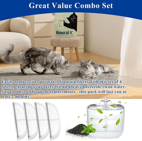 10-pack pet water fountain filter replacements designed for use with the eufy Pet Water Fountain, providing a triple filtration system to ensure fresher and purer water for your beloved dogs and cats. in Saudi Arabia