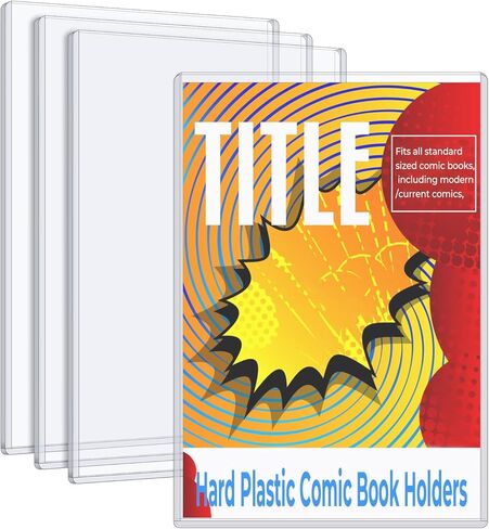 4 عبوات من حاملات الكتب الهزلية البلاستيكية الصلبة، وأكمام عرض الكتب الهزلية الشفافة الكريستالية الممتازة من مادة PVC ذات الحجم الحالي لحماية القصص المصورة الحديثة وتخزين مجلة القصص المصورة العادية لهواة جمع الأعمال الصغيرة in Kuwait