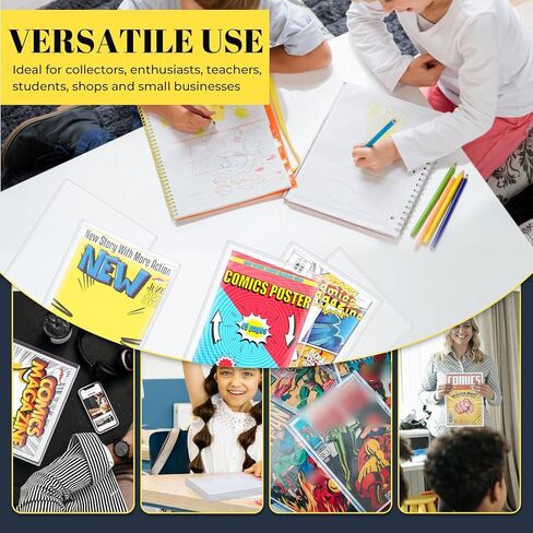 4 عبوات من حاملات الكتب الهزلية البلاستيكية الصلبة، وأكمام عرض الكتب الهزلية الشفافة الكريستالية الممتازة من مادة PVC ذات الحجم الحالي لحماية القصص المصورة الحديثة وتخزين مجلة القصص المصورة العادية لهواة جمع الأعمال الصغيرة in Kuwait