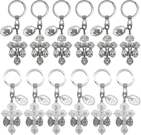 Pardon Cross Keychain with Rosary Beads, Cruz Del Perdon Catolica with St Benedict and Milagrosa Medal in Saudi Arabia