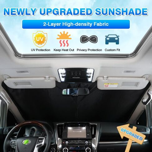 T TGBROS Windshield Sun Shade Custom Fit for 2020-2023 2024 Toyota Highlander Accessories Foldable Sun Shield Reflective Polyester Sun Visor Cover Block Heat and Sun Protection in Saudi Arabia