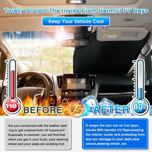 T TGBROS Windshield Sun Shade Custom Fit for 2020-2023 2024 Toyota Highlander Accessories Foldable Sun Shield Reflective Polyester Sun Visor Cover Block Heat and Sun Protection in Saudi Arabia